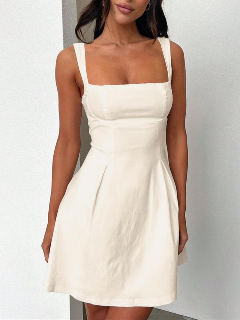 Product Introduction of Women's Solid  Bow Decor  Dress, Elegant Sleeveless Short Dress for Party Club Dating Wear, Ladies Clothes for All Seasons 4
