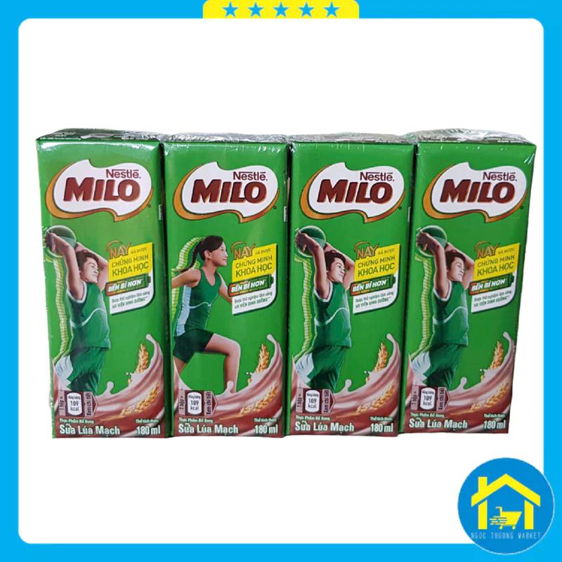Sữa MILO nước, Sữa lúa mạch hộp 110ml / 180ml - Lốc 4 hộp