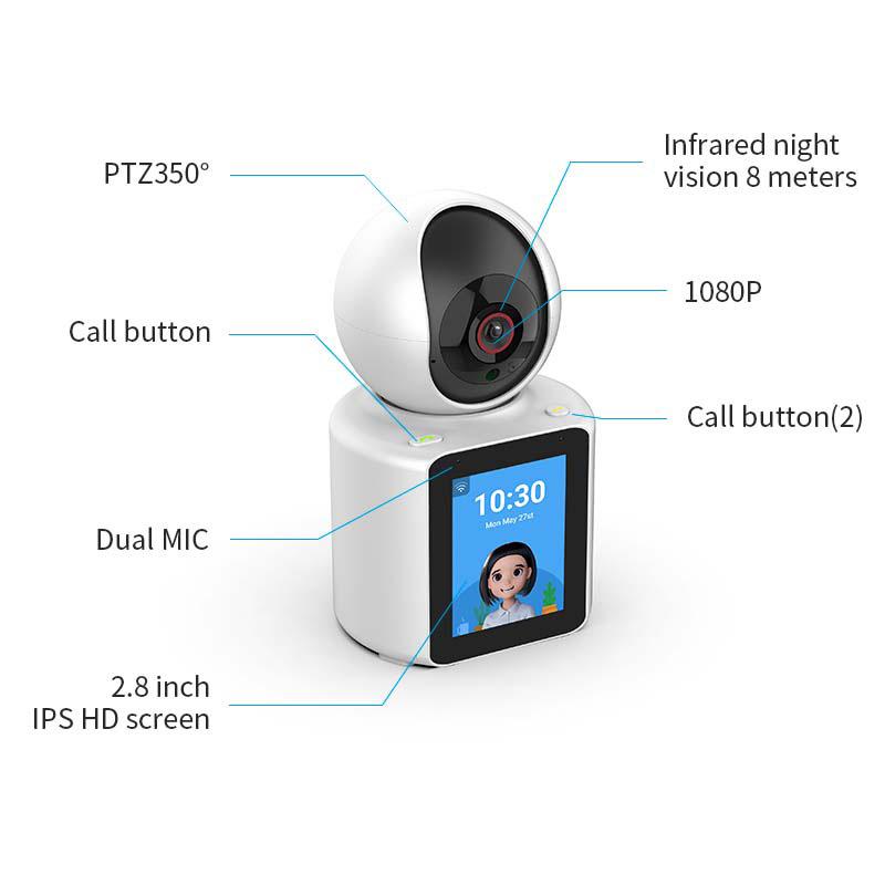 Product Introduction of Intelligent surveillance camera visual two-way video call one-click call home baby monitor with screen 14