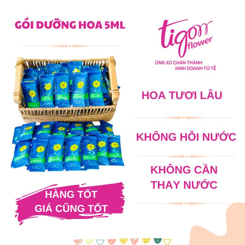 100 gói NƯỚC DƯỠNG HOA BAMBI - Hoa tươi lâu rực rỡ giữ nước sạch hơn 1 gói 5ml