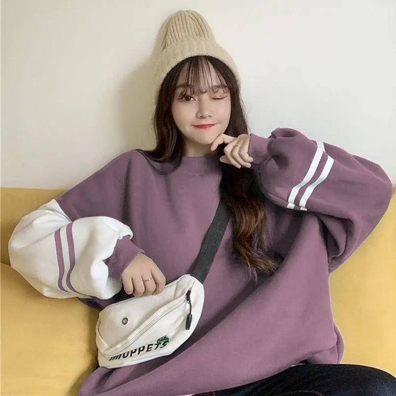 Sweater Wanita Oversize List Fleece Basic Fit Crewneck Denim, Nila, Army Cewek [ Last Stock ]
