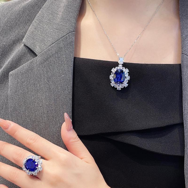 Product Introduction of Blue Topaz and Sapphire Glow Jewelry Set 5