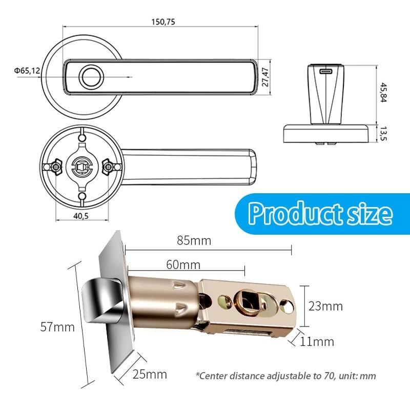 Product Introduction of Fingerprint Keyless Entry Door Lock Touchscreen Keypad Deadbolt Lock Reversible Handle Key Code Biometric Home Bedroom 8
