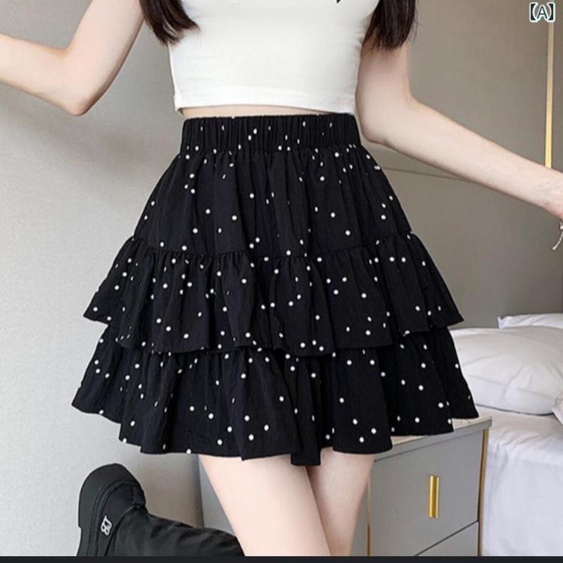 Chân váy dáng ngắn 2 tầng bi nhiều màu pom dưới 60kg Nữ Women