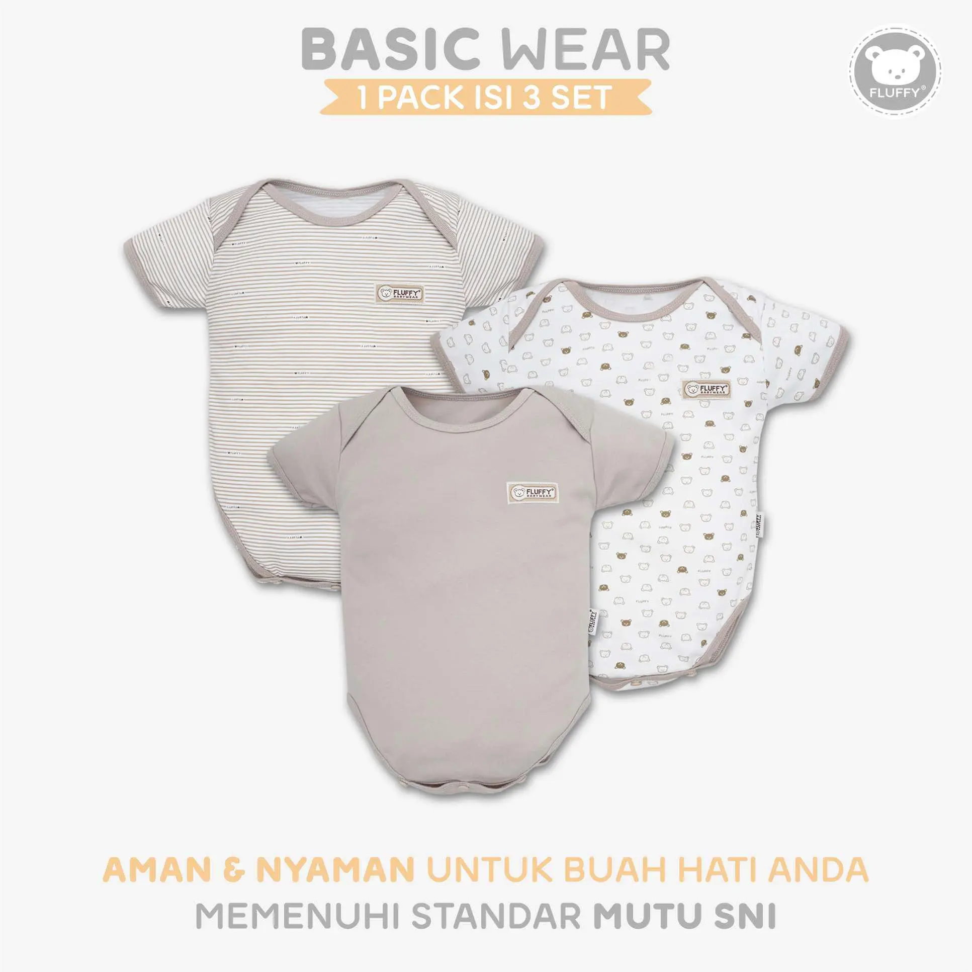 FLUFFY Jumper Pendek Bayi Khaki (Isi 3Pcs) JUMP KKI SML