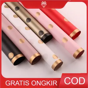 1 lembar cellophane polkadot flower paper wrapping buket bunga W013