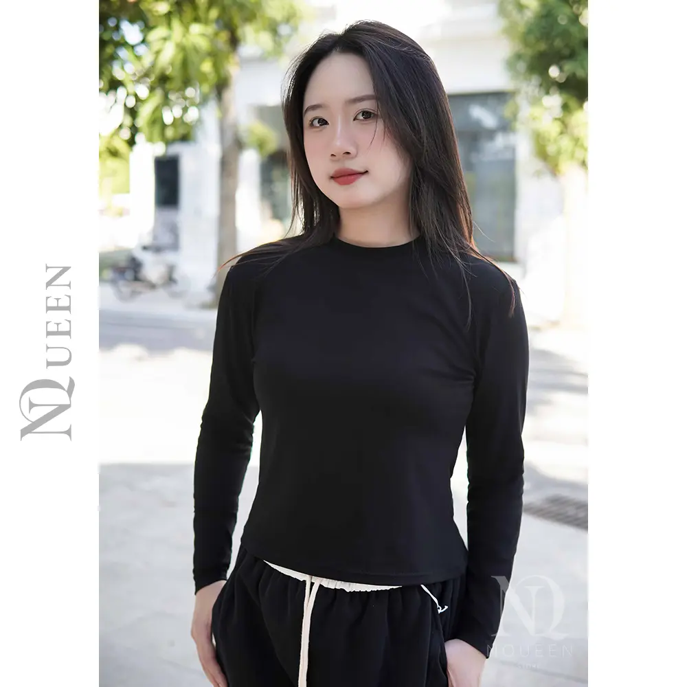 Áo thun trơn dài tay chất liệu bozip [NQueen]
