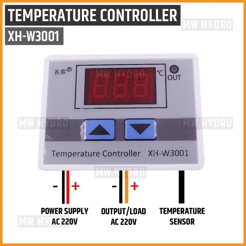 Thermostat Digital AC 12V 220V XH W3001 Termostat Alat Pengatur Suhu Panas Dingin Mesin Tetas 110V 3