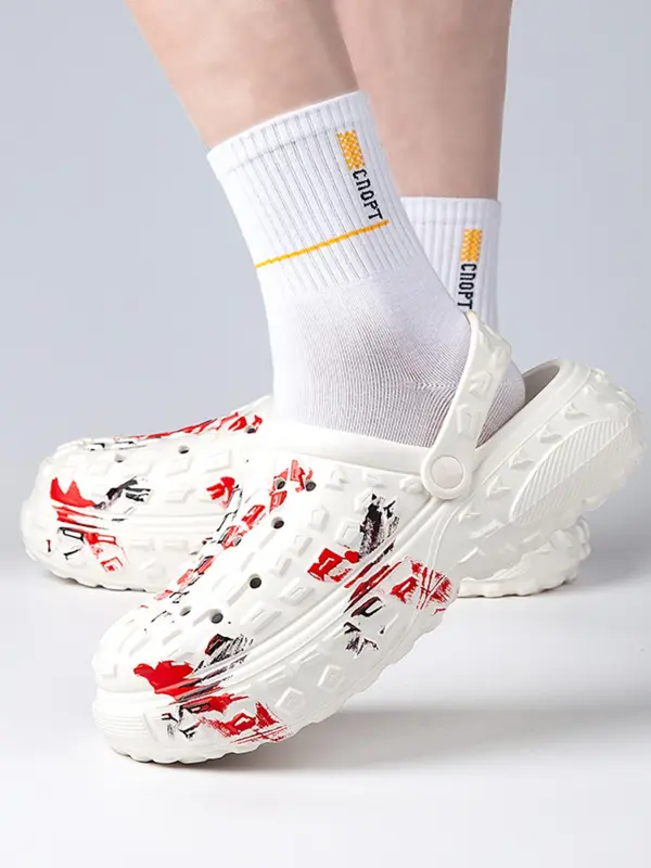 Unisex Fashionable Graffiti Pattern Slides, Casual Comfortable Breathable Slides, Non-slip Slides for Indoor & Outdoor Wear, Boy 4