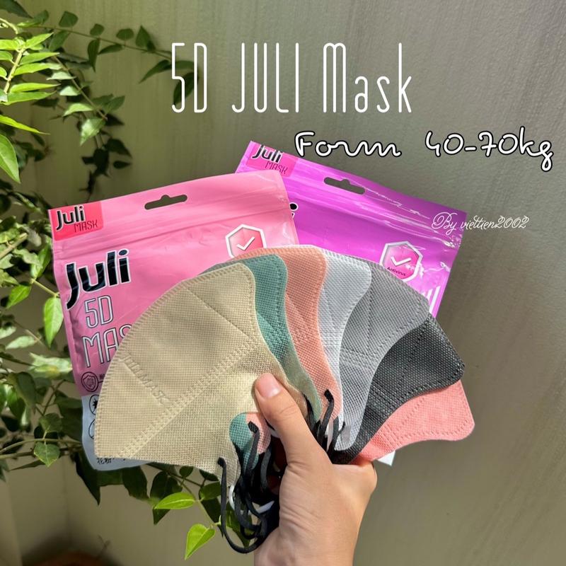 Set 120 khẩu trang 5D Juli Mask kháng khuẩn, màu trendy - Phụ kiện Accessories Voi Nam Che Mặt Che Mặt khautrang julimask đen