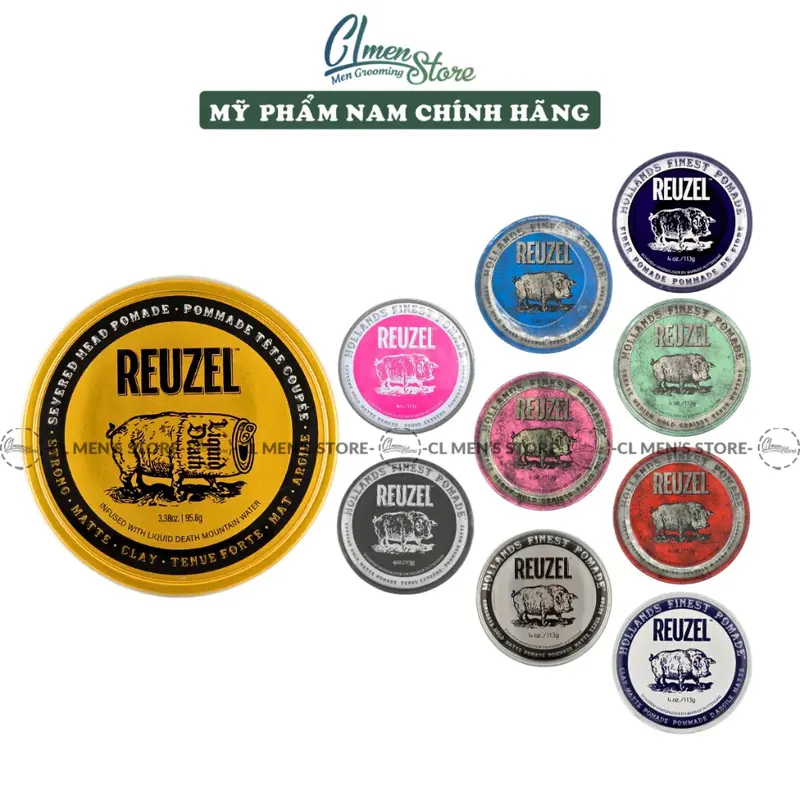 [Full Line] Sáp vuốt tóc Reuzel Pomade [Blue - Pink - Red - Extreme Hold - Green - Matte Clay - Fiber - Pink Extreme - Severed] 0