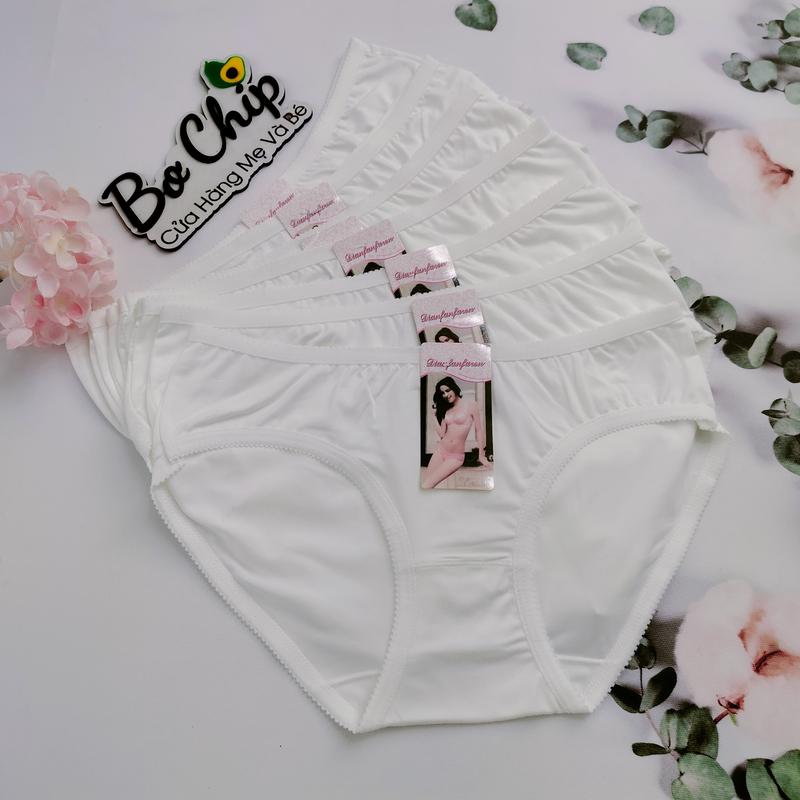 Combo 10 Quần lót màu trắng 50 - 65 ký cho học sinh hoặc mặc áo dài - Chất liệu cotton thấm hút mồ hôi - 2108 Bơ Chip Nữ Thun Women Voi
