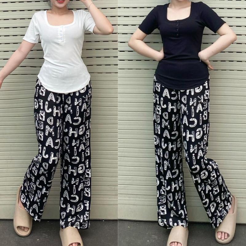 Đồ Bộ Nữ Mặc Nhà 45-85kg Bigsize Đồ mặc nhà dễ thương đi chơi đẹp cá tính Áo Có Nút Quần Thun Gân có 2 túi Thun Gân Tăm Lạnh Mát Co Giãn Thời Trang Bigsize DB678 Top Quần Ngủ Women