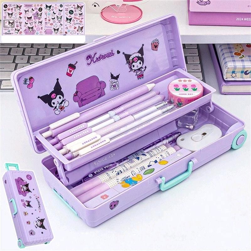 Hộp đựng bút Hai Tầng Hình Kuromi dễ thương với chất liệu PP bền chắc 5