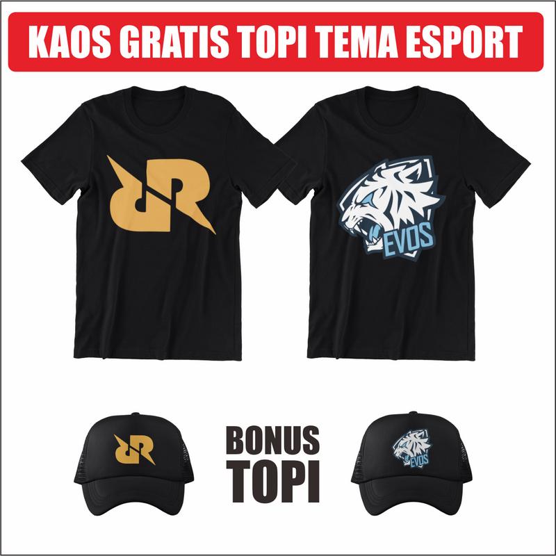 TK001 Kaos Gratis Topi Tema Esport Evos RRQ Combed 30S 0