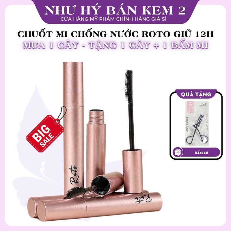 (Tặng Kẹp Mi) ComBo 2 Cây Chuốt Mi Roto/Poto Chống Nước Màu Đen  Trang Điểm Cosmetic Mascara