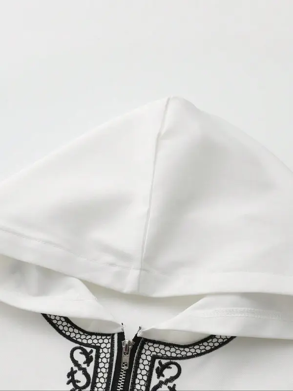 Men's Ethnic Pattern Embroidery Zipper Hooded Robe, Traditional Long Sleeve Pocket Jubba Thobe for Daily Wear, Men's Islamic Clothing for All Seasons 7