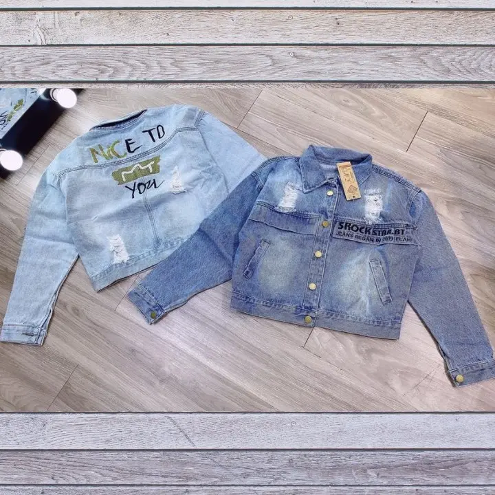[TIK] Áo khoác nữ jean Thêu Chữ Nice To You bao chất xinh xinh-A3131 2