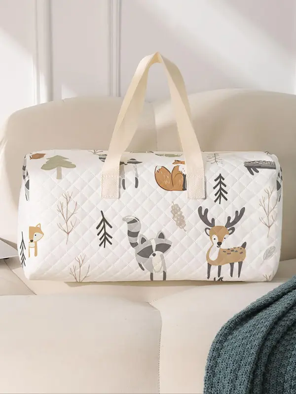 Cartoon Animal Print Travel Bag, Large Capacity Travel Bag, Portable Overnight Bag, Fashionable Travel Bag, Yoga Training Bag, Crossbody Bag with Shoe Storage 5