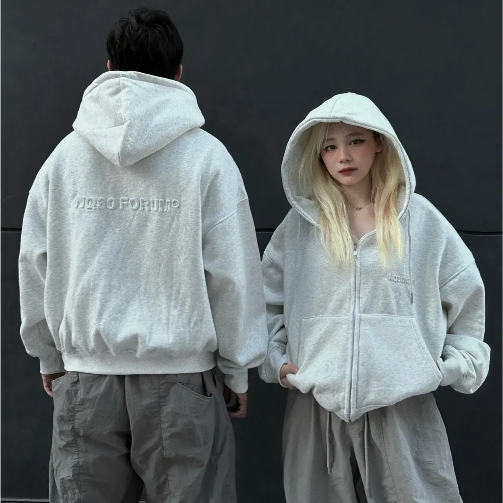 Áo Khoác Hoodie NQ30 FORUM BOXY Zip, Hình In Dập Nổi Có Túi Trong Thời Trang Thu Đông 2024 Tabii Store
