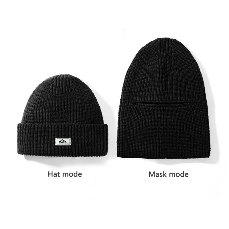 Product Introduction of 2 In 1 Unisex Winter Warm Knit Beanie Hat, 1 Count Outdoor Cycling Casual Windproof Mask For Men & Women, Multifunctional Beanie Hat For Outdoor Cycling Skiing 5