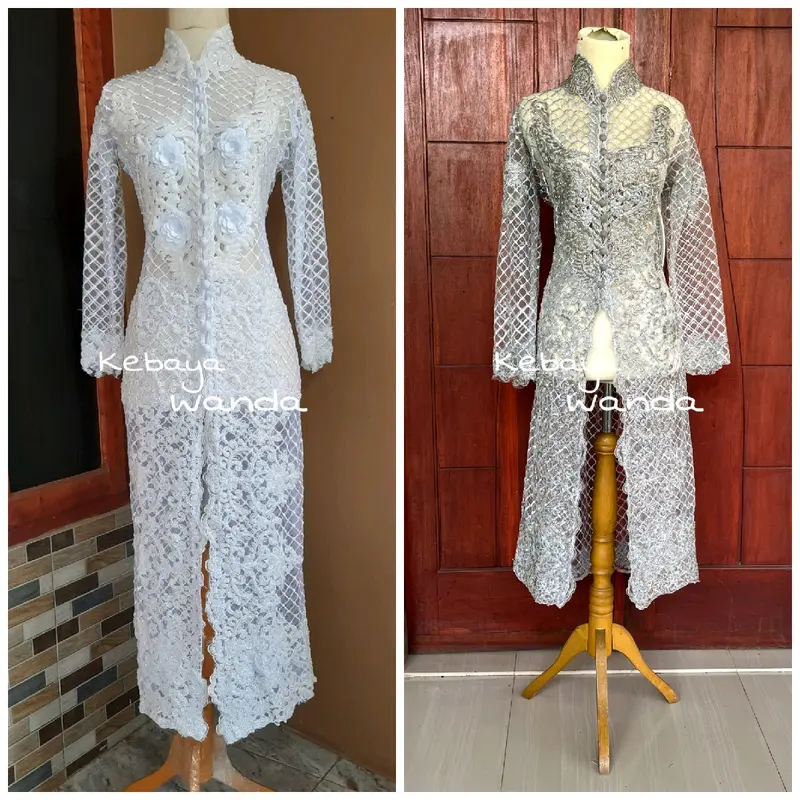 Ready Kebaya Akad Kotak Tanpa Payet / Kebaya Ibu Besan / Gaun Pengantin 1