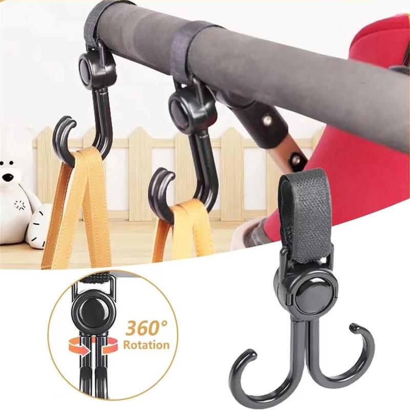 2pcs Baby Stroller Hook, Universal Stroller Hanging Hook, Rotatable Stroller Bag Hook 3