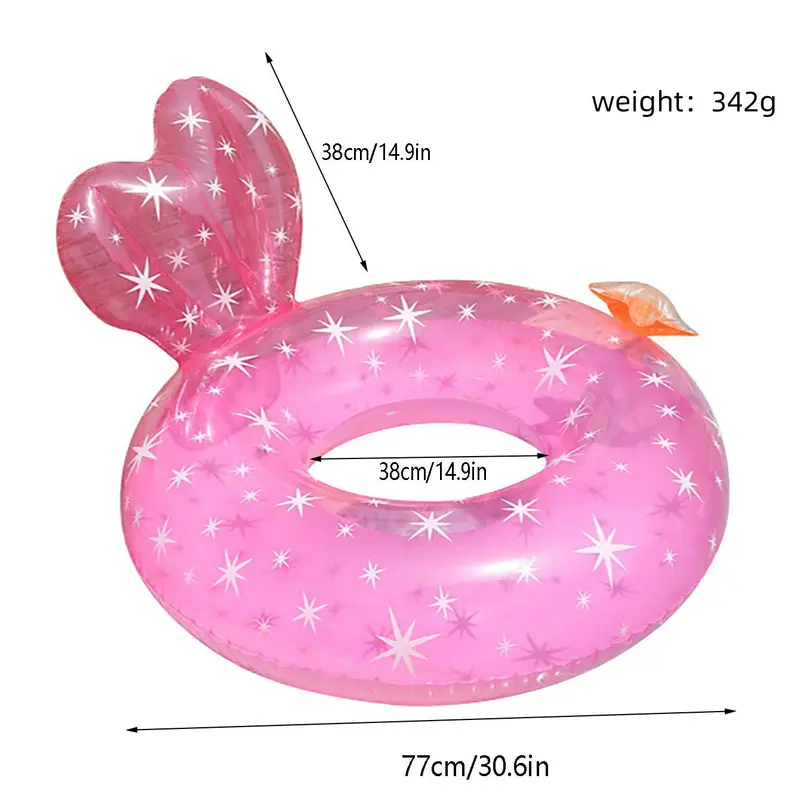 Mermaid Design Pool Buoy, Inflatable Swimming Ring, Shiny Pool Float, Summer Outdoor Beach Party Pool Float, Swimming Circle for Women & Girls 3