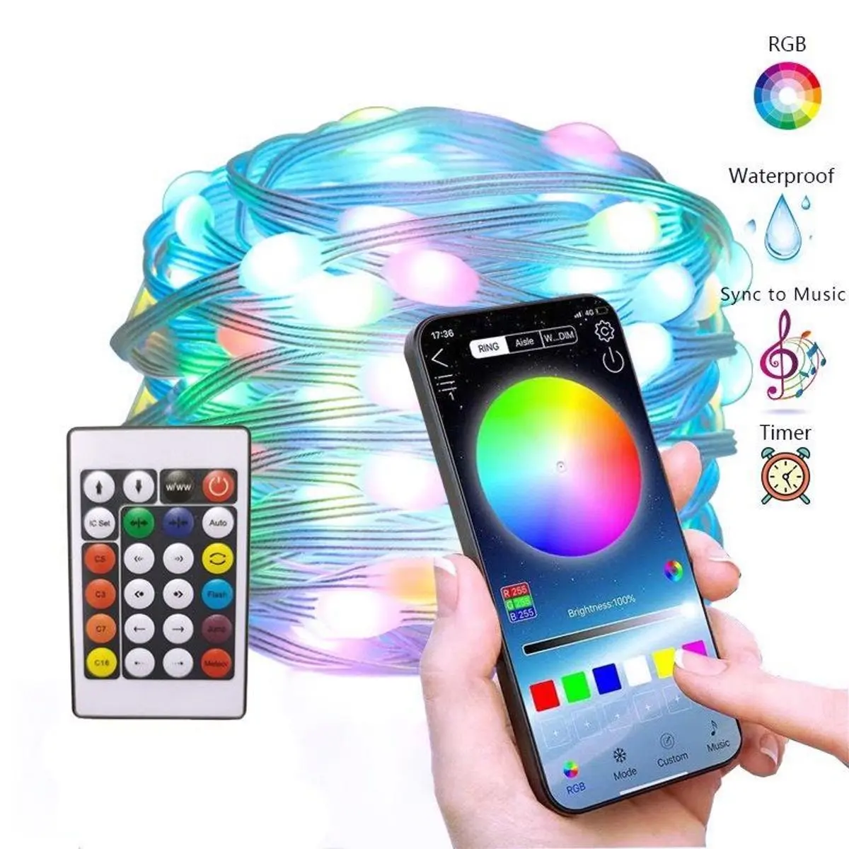 LED đuổi 10m nháy theo nhạc 16 triệu màu LED Decor .Điều khiển qua App trên điện thȯại và Remote nhiều hiệu ứng ARGB trang trí phòng và ngoài trời chống nước