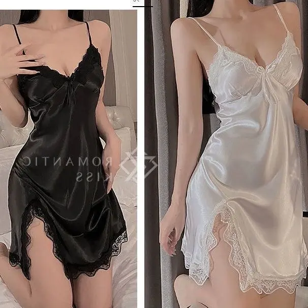 Pure Desire Style Lace Nightdress Nude Feel Pajamas Women's Spring and Autumn Sexy Charming Student Ins with Chest Pad New