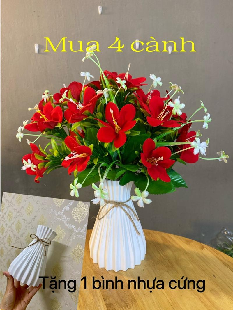 Product Introduction of Hoa Ngọc Lan ( Mua 4 Cành Tặng 1 Bình Nhựa Cứng ). 1 Cụm Gồm 7 Hoa, Lá, Điểm, Cao 47cm, Trang Trí Decor Xinh 1