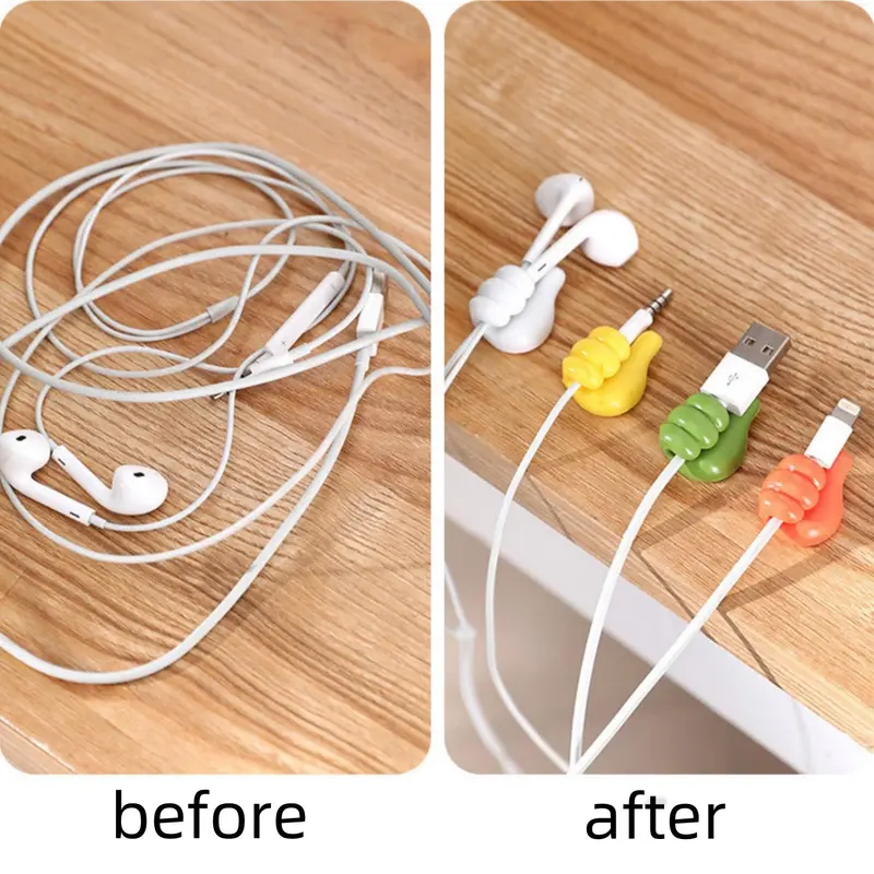 Big Thumb Hook, 10pcs Cartoon Creative Data Cable Storage and Finishing, Household and Office Wire Organizer, Home and Office Supplies Desk Storage Organization 7