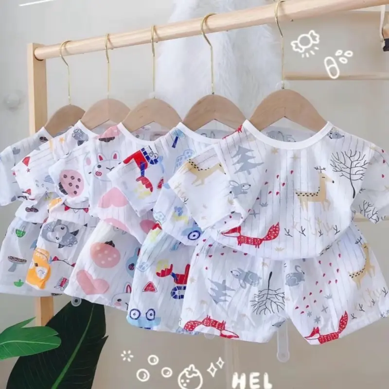 Combo 10bộ cộc tay cotton giấy cho bé trai bé gái