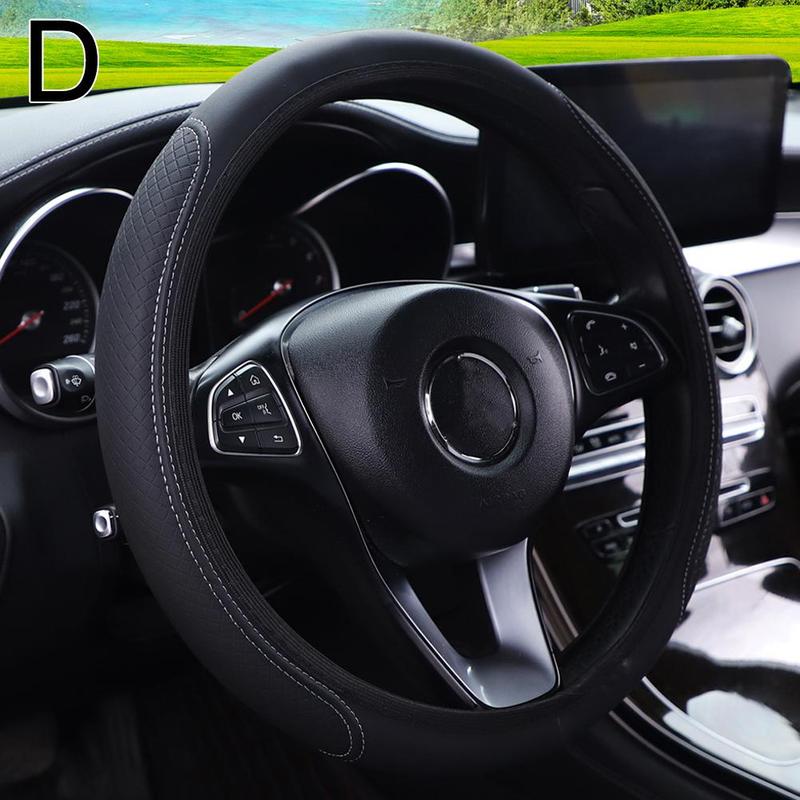 Product Introduction of Anti Slip Auto Decoration PU Leather Steering Covers 37-38cm Diameter Car Wheel Steering M1N2 60