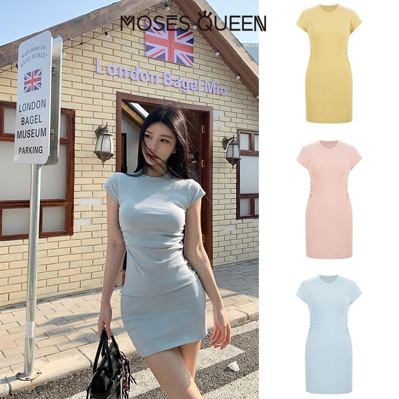 Váy MOSESQUEEN, Cao Cấp, Bộ Sưu Tập Mùa Hè Mới 2025, Dành Cho Nữ, Ôm Vừa Vặn, Chi Tiết Xếp Ly, Màu Đen, Ôm Sát, Váy Ngắn, Phong Cách PiNK Màu Xanh Lá Cây Nhiệt Đới Đông Nam Á, Nhẹ Và Thoáng Khí, Được Làm Bằng Vải 62168-62153