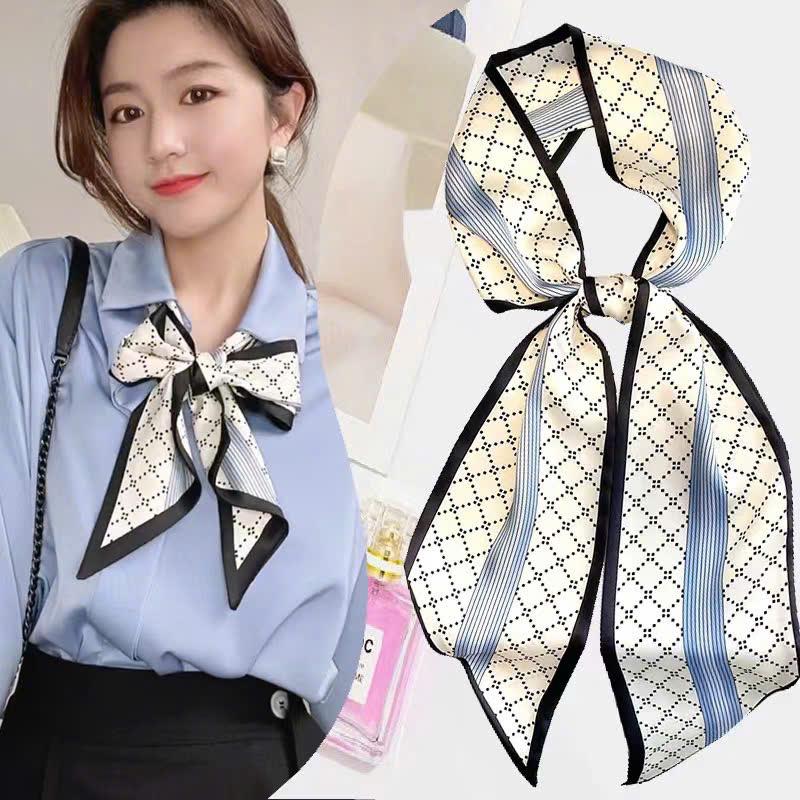 Khăn Lụa Quàng Cổ Thắt Nơ KL16 Dành Cho Nữ Size 13x145cm Chất Liệu Mềm Mại Màu Trang Nhã Phù Hợp Nhiều Phong Cách Thời Trang