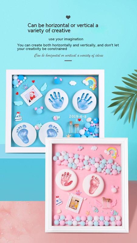 Product Introduction of Baby Hand and Foot Marks Fetal Hair Souvenir Diy Homemade Creative Newborn Baby Footprints Hand Print Photo Frame 6