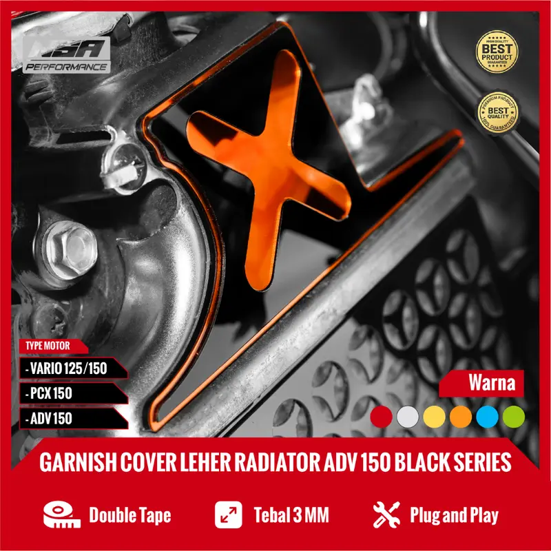 NSA GARNISH COVER LEHER RADIATOR BLACK SERIES VARIO PCX ADV STYLO Leher Radiator Honda 125/150/160 Aksesoris NSA Performance Akrilik Engine Laser Motor Motorcycle 5