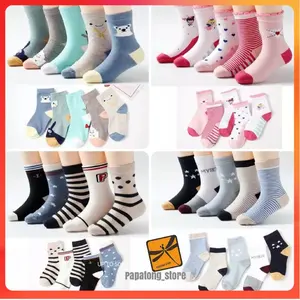 6 Pasang Kaos Kaki Anak TK dan SD Panjang Motif Tebal Fashion