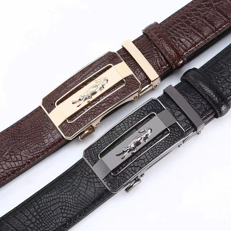 Product Introduction of Genuine Leather High-End Automatic New Men's Popular Leather Belt Authentic Cowhide Pant Belt Business Casual Fashion Belt Crocodile 19