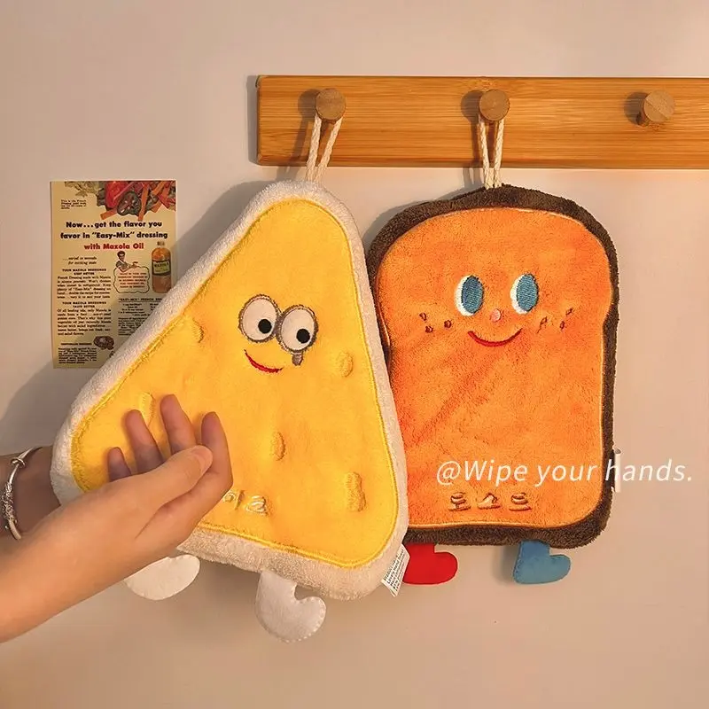 Wall-mounted hand towel; Absorbent; Cute; Quick-drying hand cloth; Kitchen; Bathroom towel; Duster; Thickened cartoon Children's handkerchief.