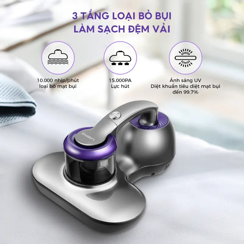 Máy hút bụi giường nệm EYSIN S10 15000pa lực hút mạnh diệt khuẩn tia UV Làm Sạch 1