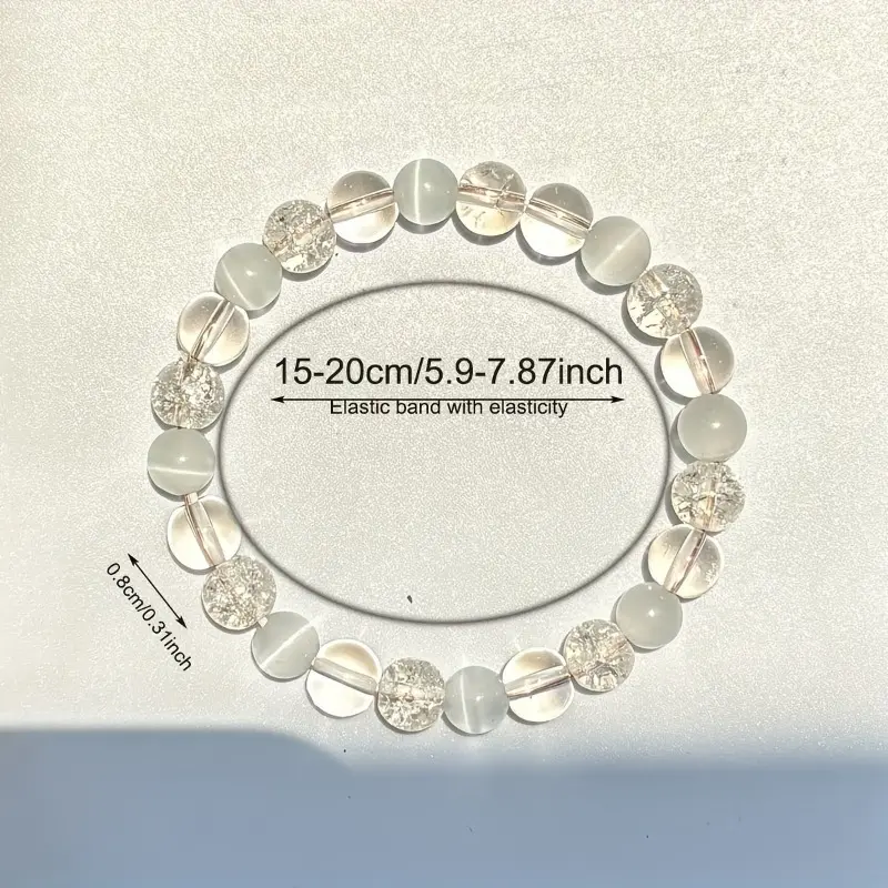 Handmade Peace Stone Bracelet with 8mm Cat's Eye and Transparent Stone - A Stress Relief Jewelry Gift 4