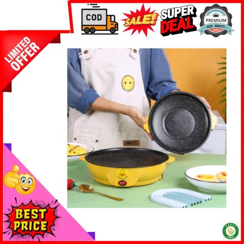 Peralatan Rumah Tangga Wajan Listrik Anti Lengket / Panci Teflon Listrik Elektrik Low Watt / Wajan Teflon BBQ Panggang Anti Lengket Bukan Maxim Non Steamer 2