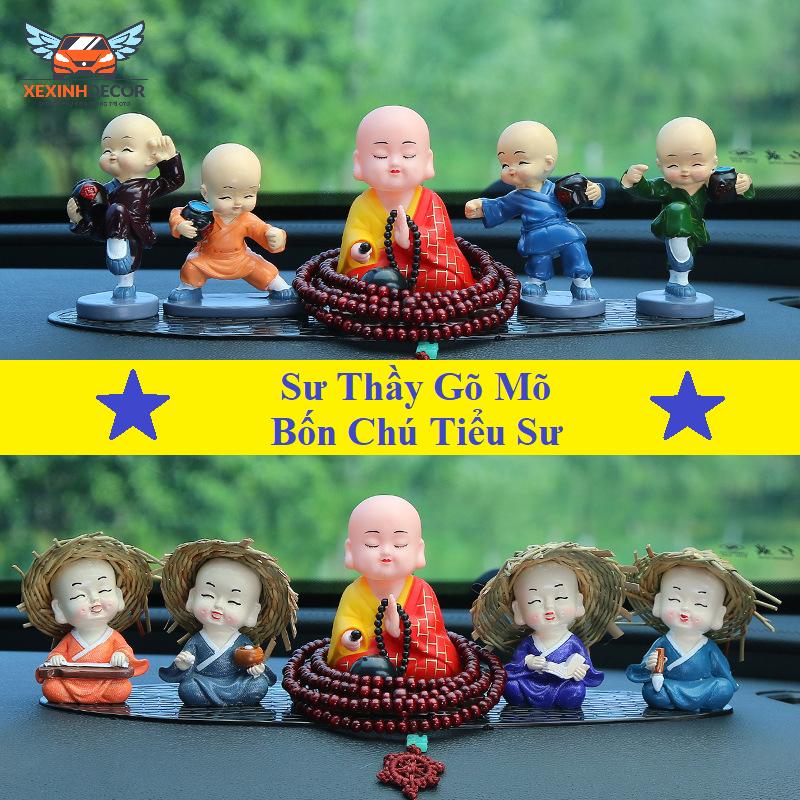 Bộ Sư Thầy Gõ Mõ năng lượng ánh sáng và Tượng Chú Tiểu Hòa Thượng Tứ Không. Phong Thủy trang trí Nhà Cửa Ô tô!