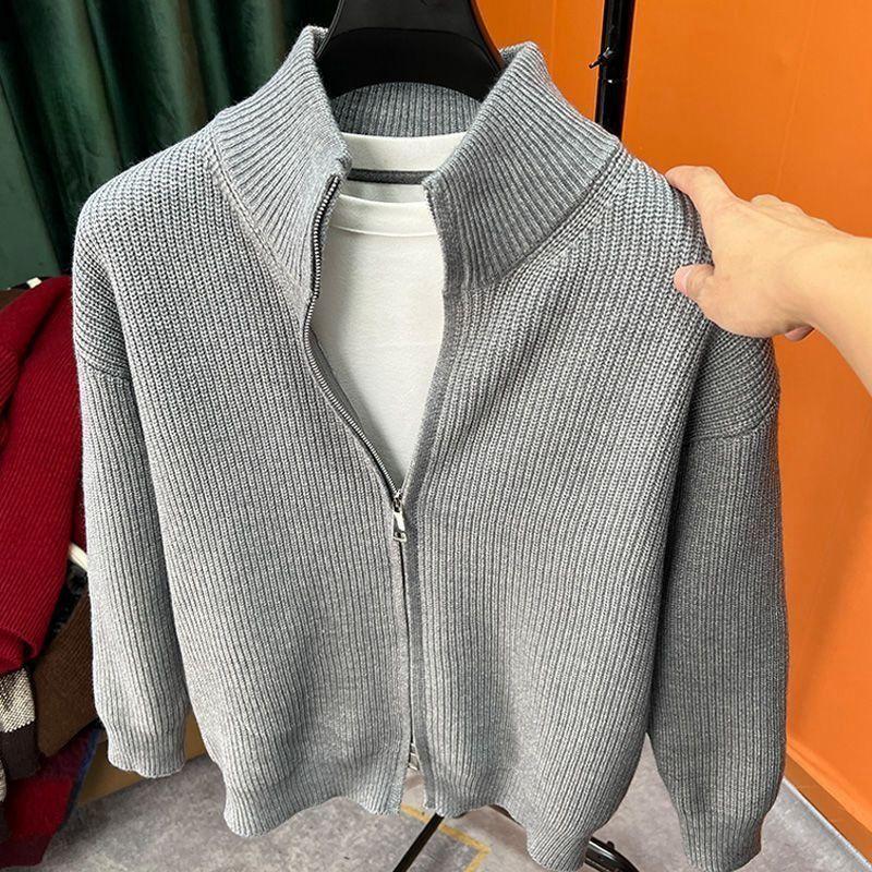 Product Introduction of Áo Len Dày, Phong Cách Hàn Quốc, Cổ Chân Đế Dành Cho Nam Giới, Áo Cardigan Tối Giản Cleanfit, Tay Áo Dài, Phong Cách Thường Ngày Dây Kéo Đôi, Áo Dáng Rộng 3