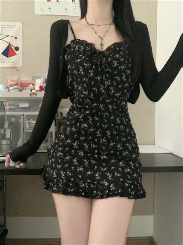 Product Introduction of Women's Dress Summer New Style Small Waist Slimming Sweet Spicy A- line Short Skirt French Floral Strap Dress Women Casual Womenswear Lingerie Comfort 6