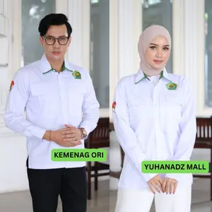 Kemeja Formal Kemenag Bahan Premium Model Terbaru  -  Baju Dinas PDH Putih Varian Pria dan Wanita