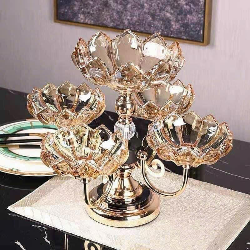 Khay Đựng Mứt Tết 5 Cánh Pha Lê Trong Suốt, Khay Đựng Hoa Quả Nhựa MiKa Trang Trí Phong Cách Châu Âu ( Số lượng có hạn ) Kitchen