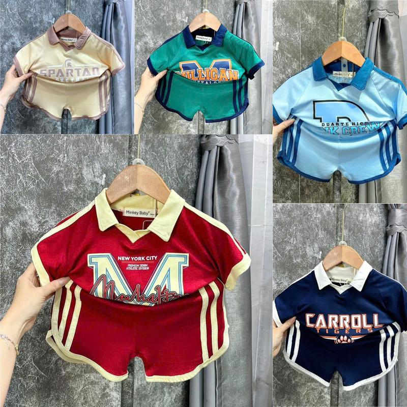 [Shin Kids] (8-24kg) Bộ Áo Ngắn Quần Ngắn Có Cổ-Chất Thun Lạnh Kiểu Thể Thao Năng Động Cho Bé. Đồ Bộ cho Bé - Đồ ngủ cho bé.